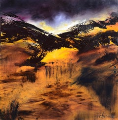 Shadow and Light #1 ("Ombre et Lumière"), Black and Orange-Brown Oil Painting