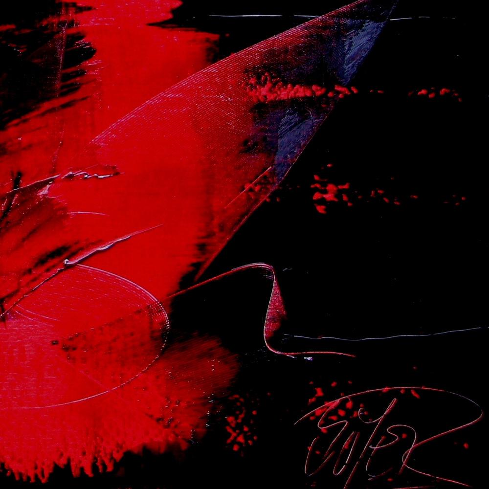 Yellow, Red and Purple on Dark Background Large Abstract Oil Painting, Untitled 1