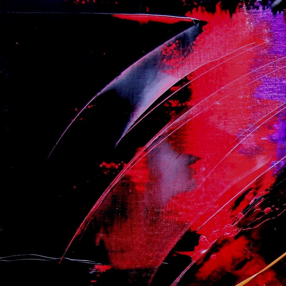 Yellow, Red and Purple on Dark Background Large Abstract Oil Painting, Untitled 3