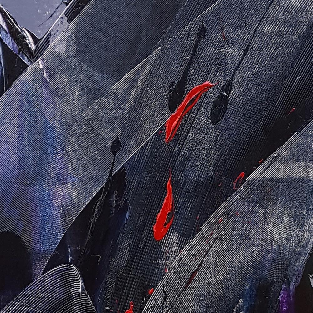 Red Touches on Shades of Gray Lyrical Abstraction, Ölgemälde, ohne Titel (Abstrakt), Painting, von Jean Soyer