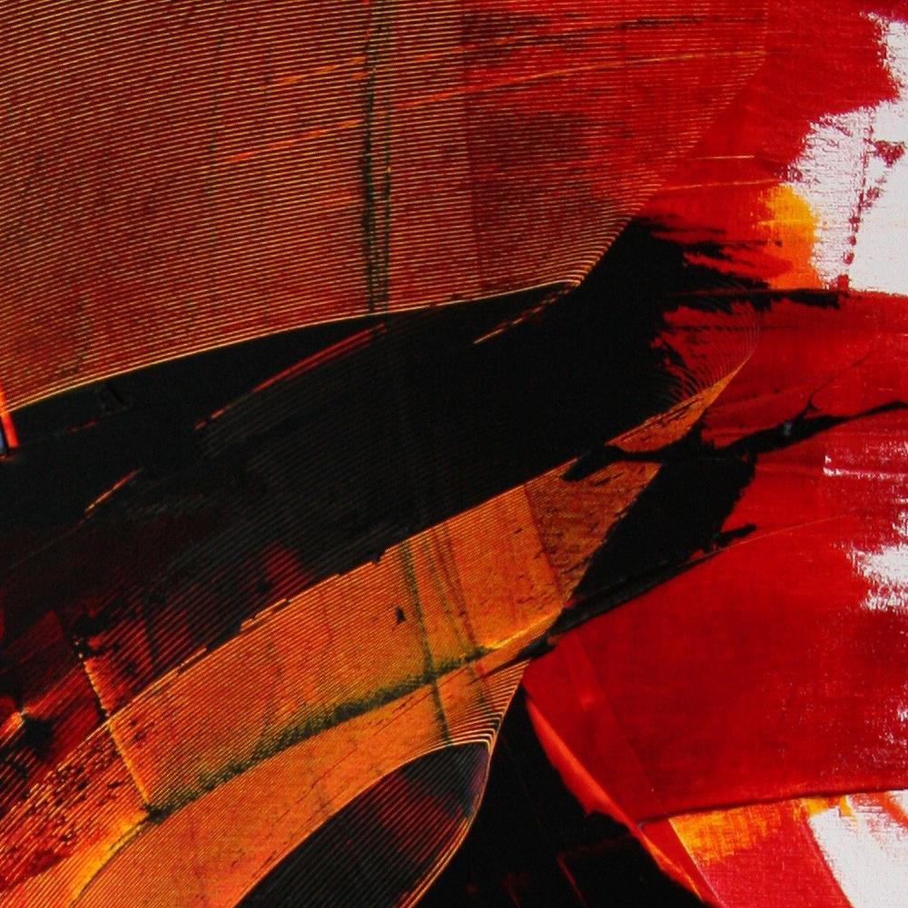 Schwarz-Rotes Ölgemälde, gemischt auf weißem Hintergrund, lyrische Abstraktion, ohne Titel 1