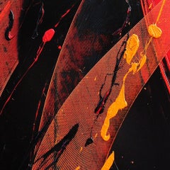 Yellow, Black and Red Lyrical Abstraction Oil Painting, Untitled