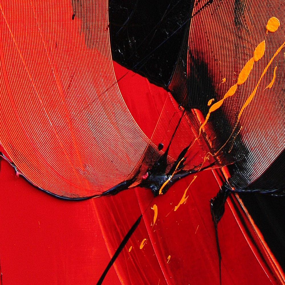 Yellow, Black and Red Lyrical Abstraction Oil Painting, Untitled 2