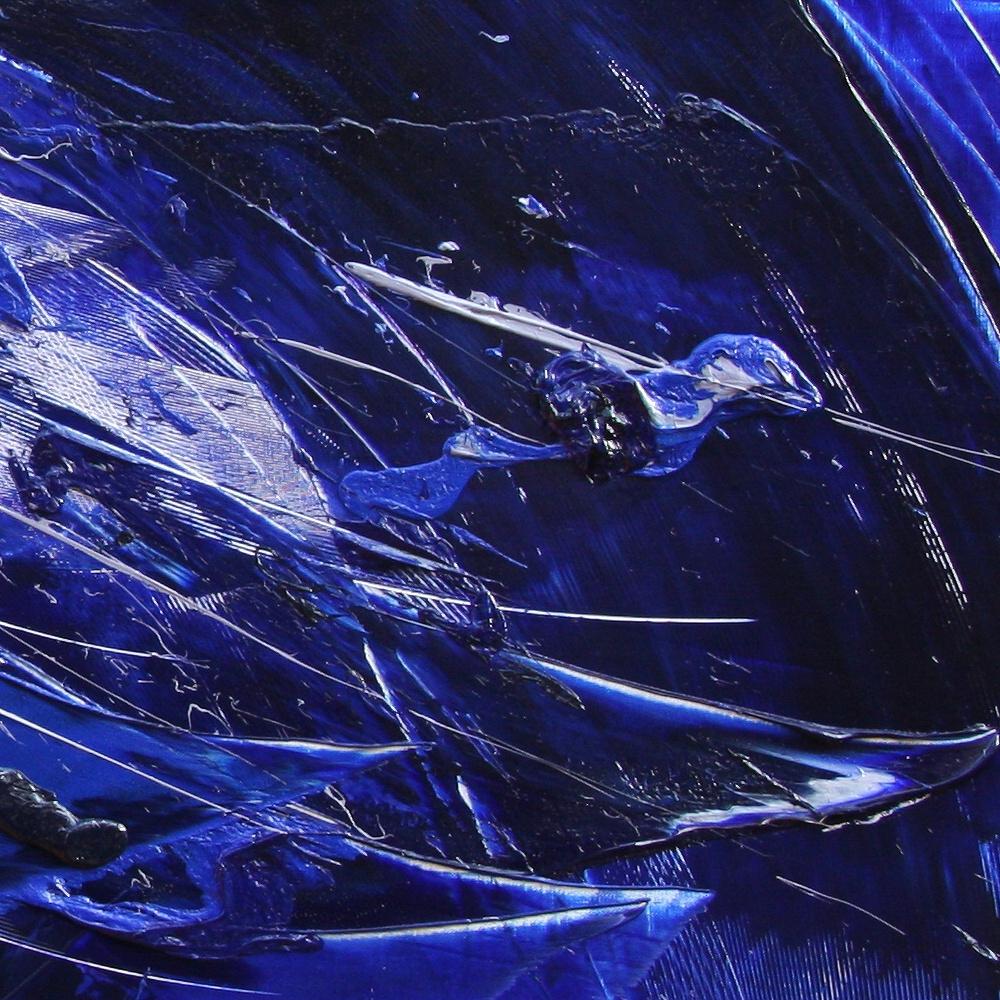 Blue, White and Purple Blizzard-like Lyrical Abstraction Oil Painting, Untitled 2