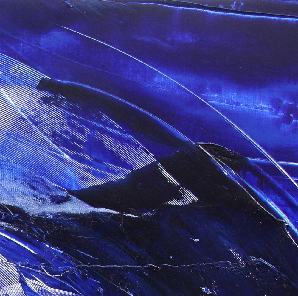 Blue, White and Purple Blizzard-like Lyrical Abstraction Oil Painting, Untitled 3