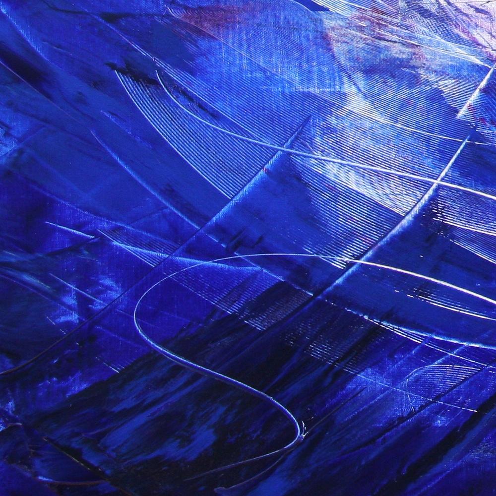Blue, White and Purple Blizzard-like Lyrical Abstraction Oil Painting, Untitled 5