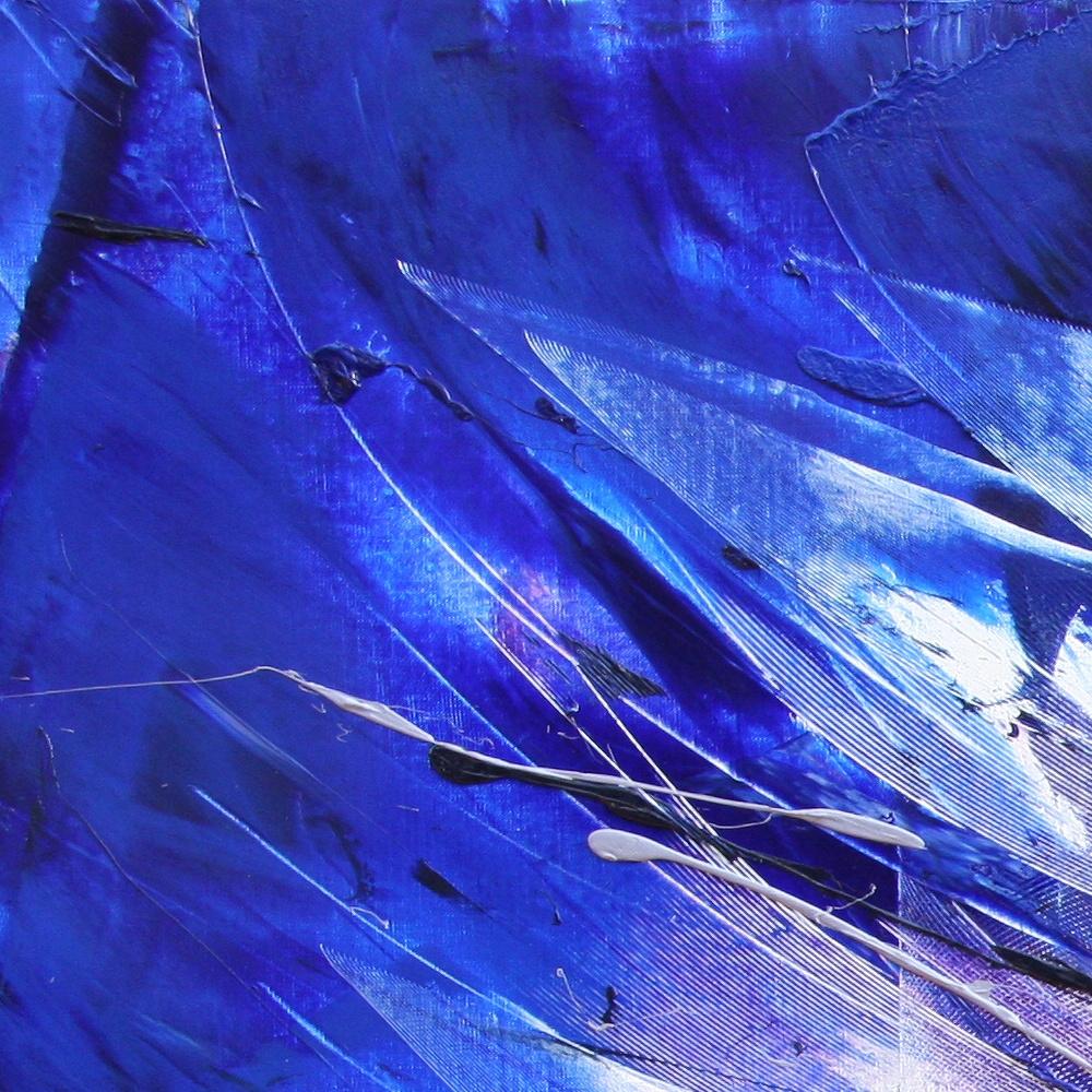 Blue, White and Purple Blizzard-like Lyrical Abstraction Oil Painting, Untitled 6