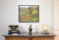 "Prairie Lined by a Footpath", Impressionist Landscape Oil Painting