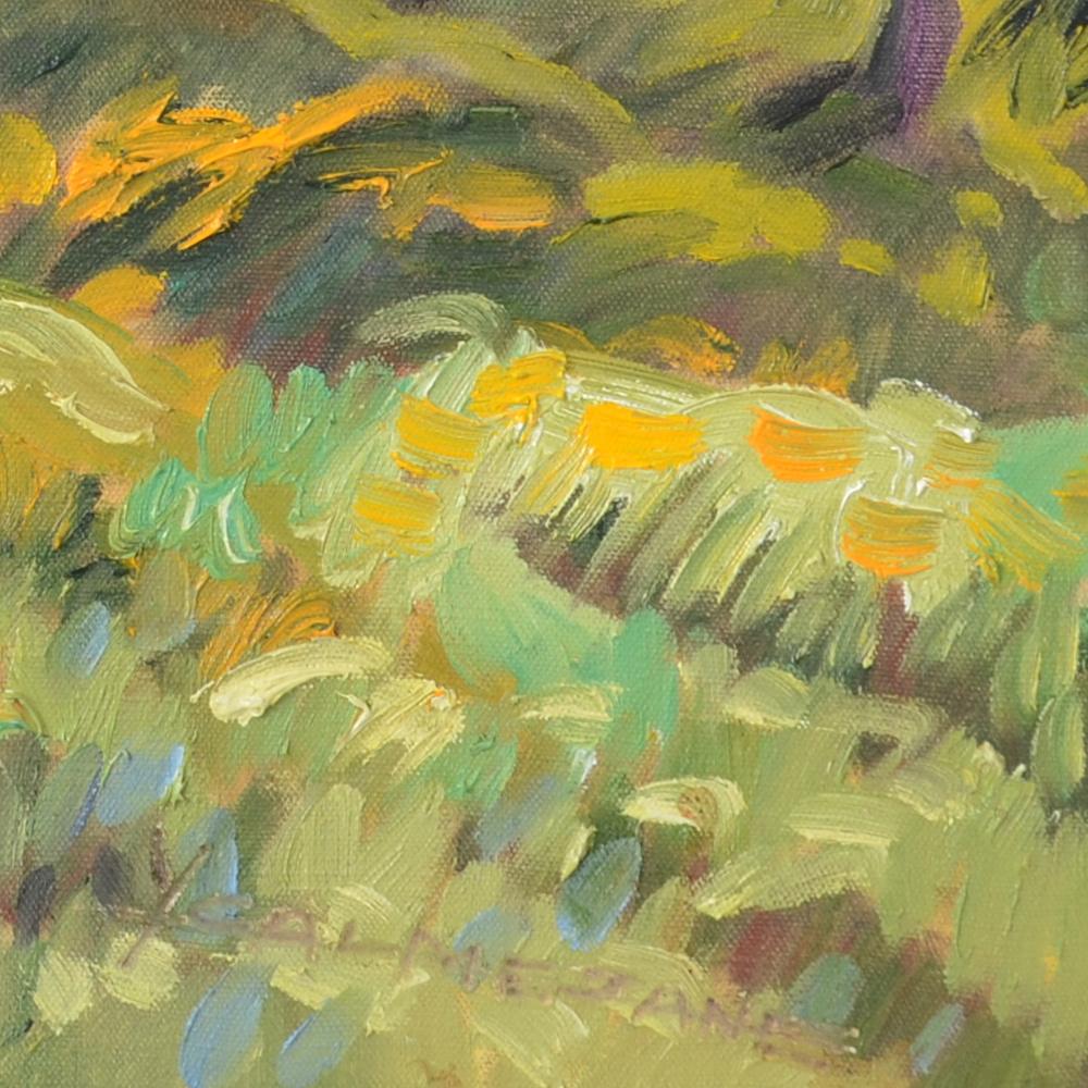 „Prairie gefüttert von einem Fußweg“:: impressionistisches Landschaftsgemälde:: Öl 3