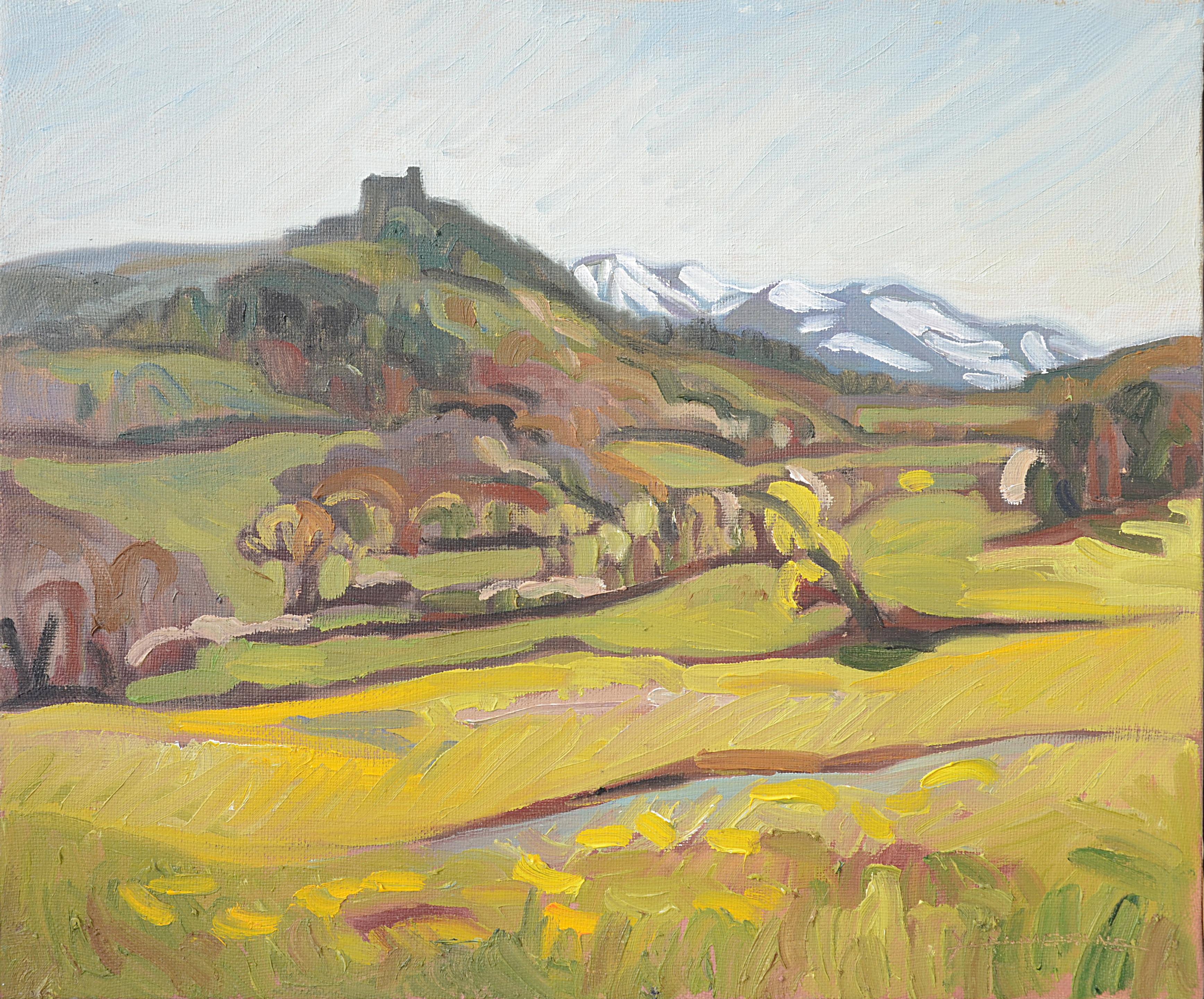 "Murol's Castle" ("Le château de Murol"), Impressionist Landscape Oil Painting