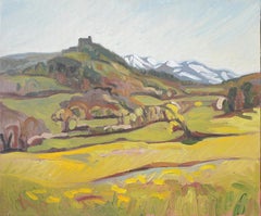 „Murols Schloss““ („Le chteau de Murol“), impressionistisches Landschaftsgemälde, Öl