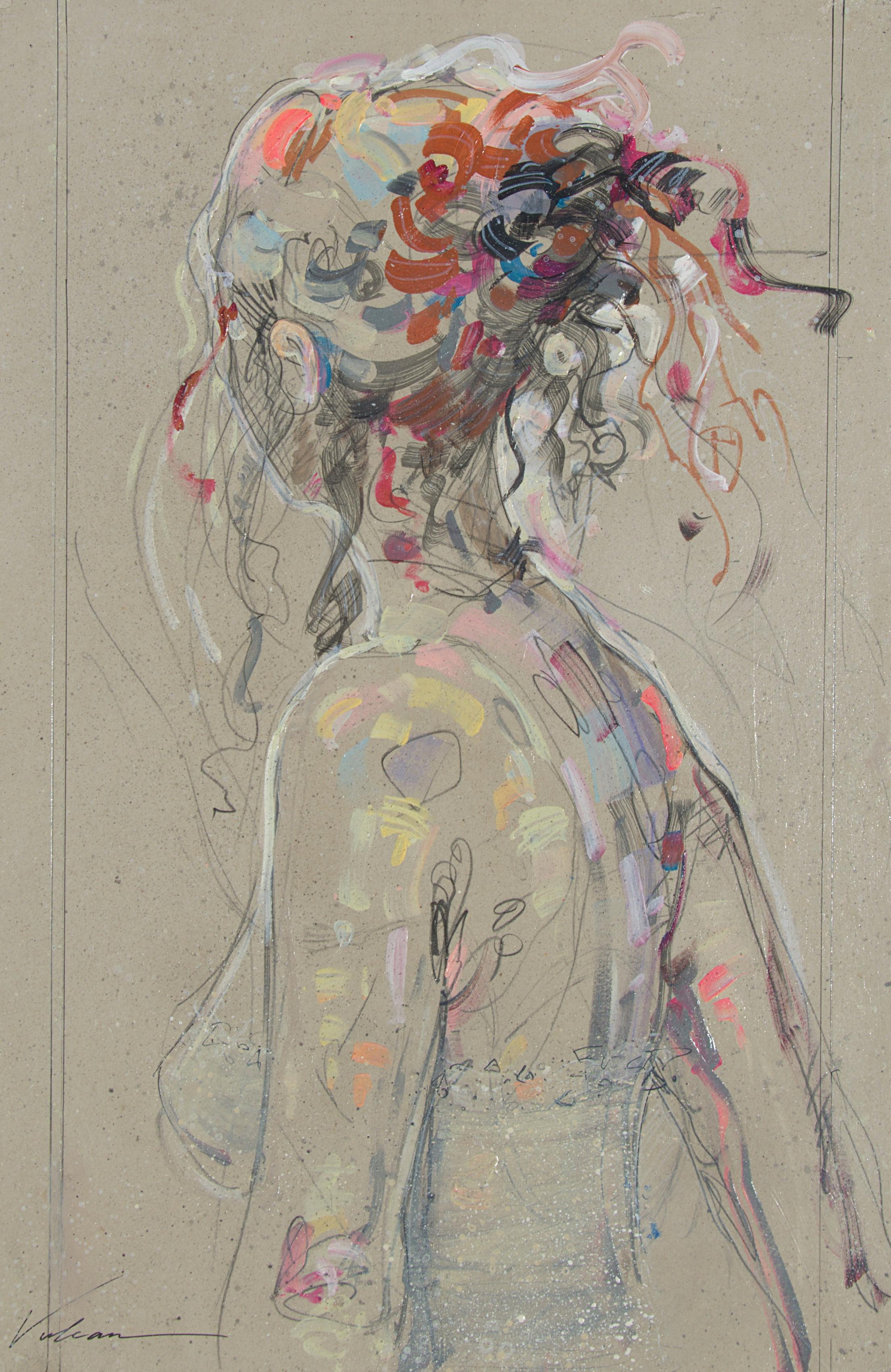 « Lila 11 », vue d'arrière d'une jeune femme avec un chignon dans un haut ou une robe blanche
