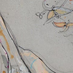 "Repos 7", Mujer desnuda tumbada con hojas y rodilla doblada