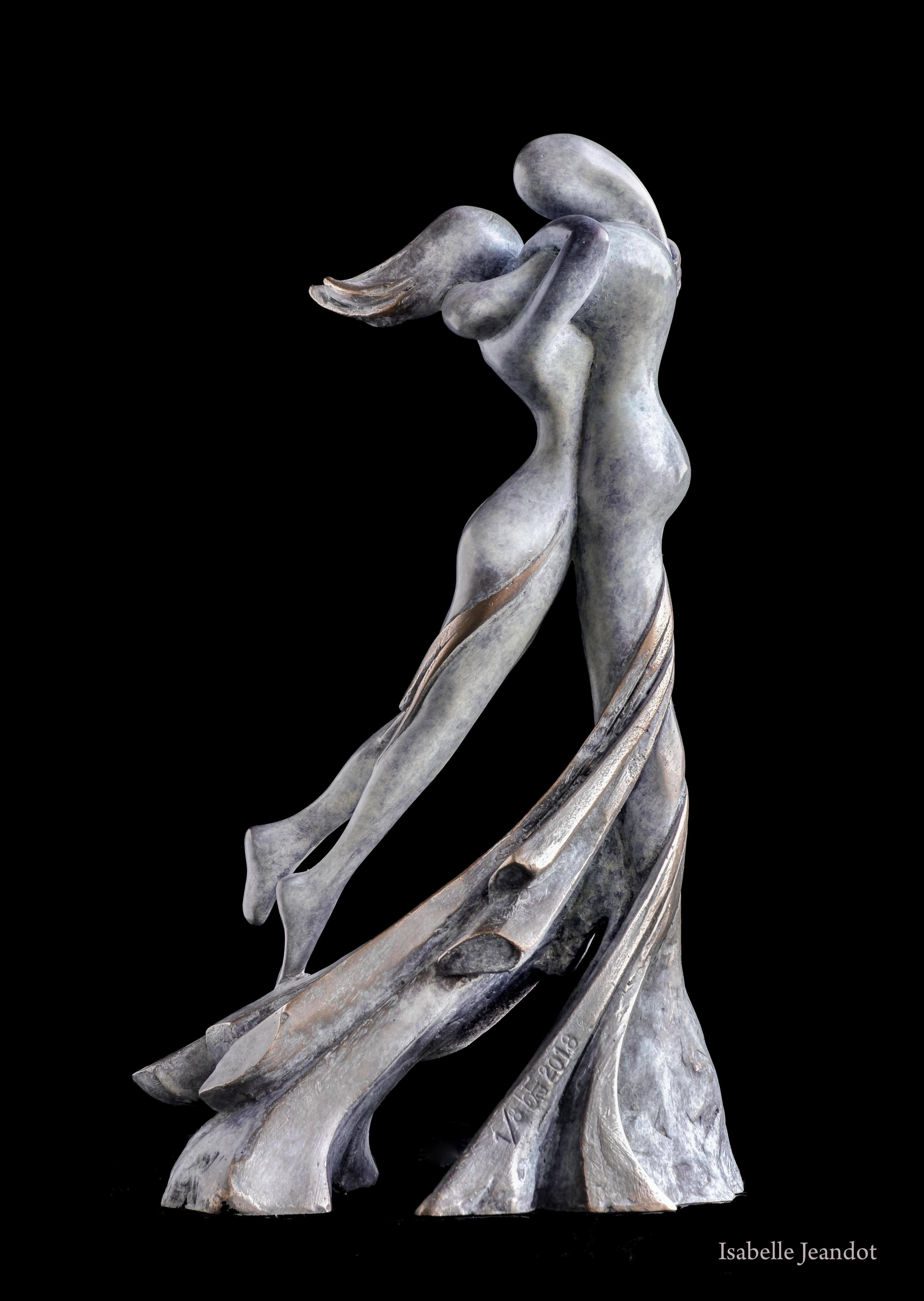 "Euphoria" ("Ivresse"), Sensual Nude Embracing Couple Bronze Sculpture