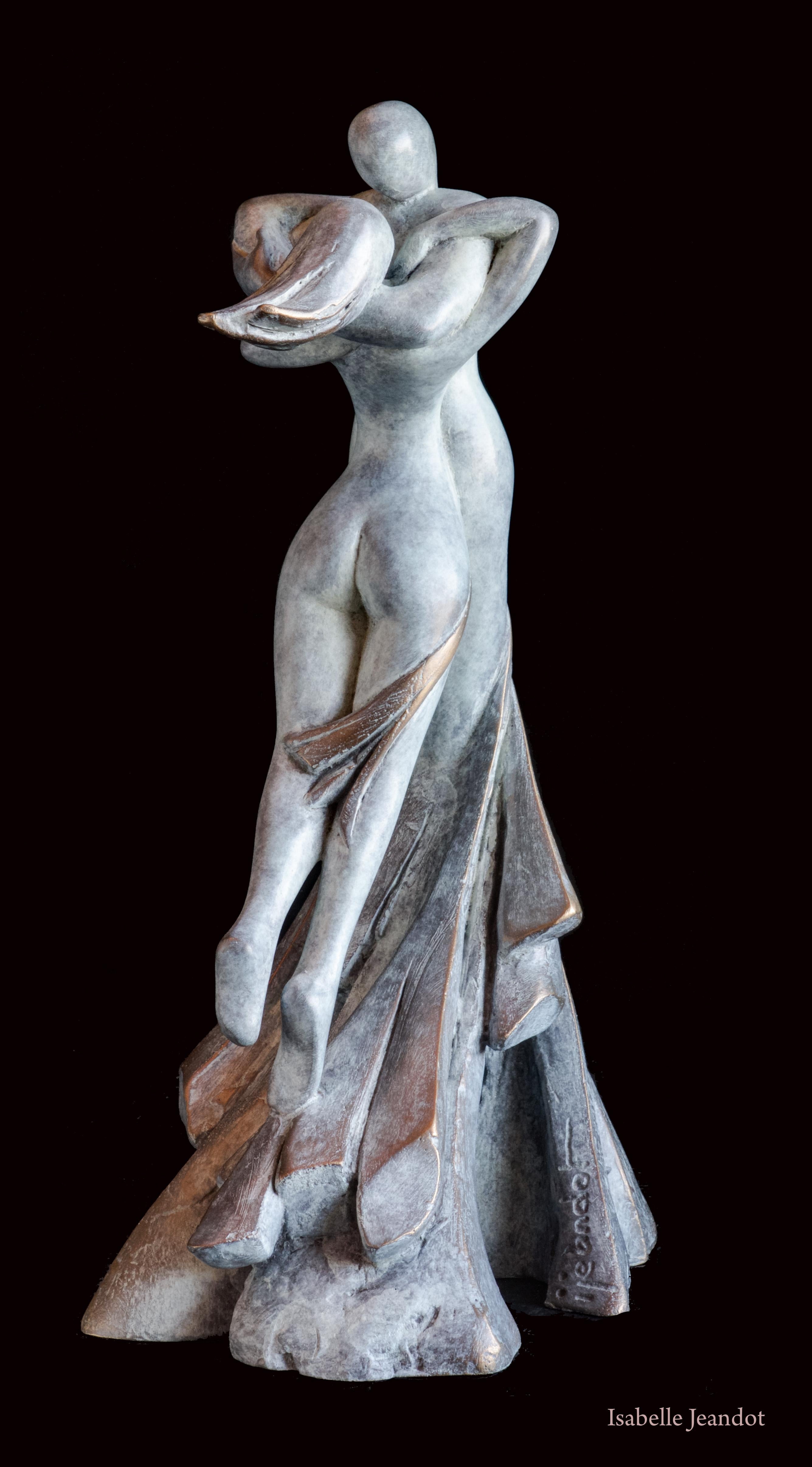 „Euphoria“ („Ivresse“ („Ivresse“), sinnlicher Akt, der ein Paar Bronzeskulptur umarmt – Sculpture von Isabelle Jeandot