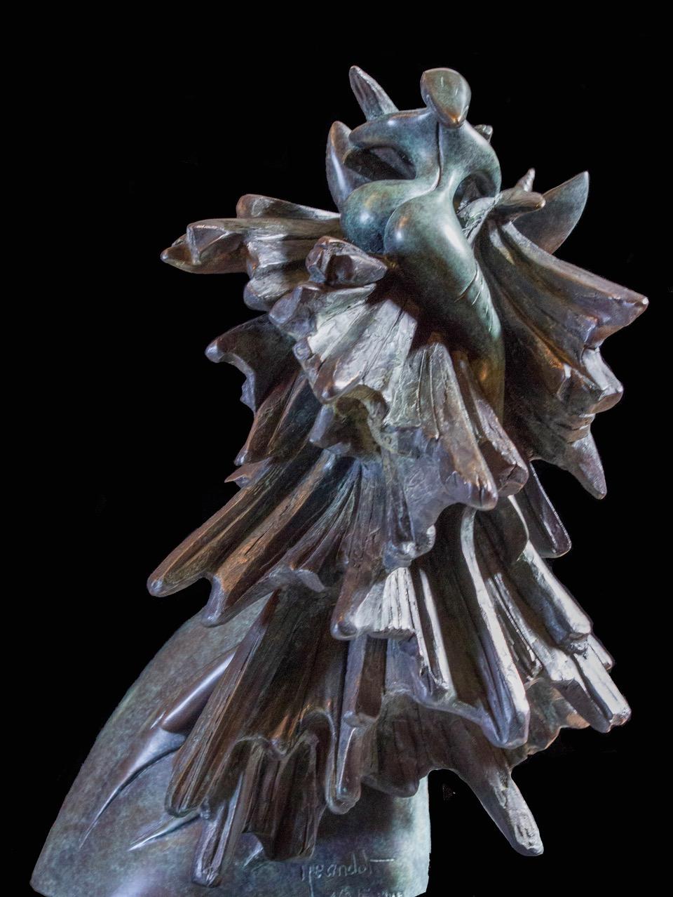 „Das Einhorn“:: Büste eines Einhorns:: geritten von einer herrlichen Bronzeskulptur 2