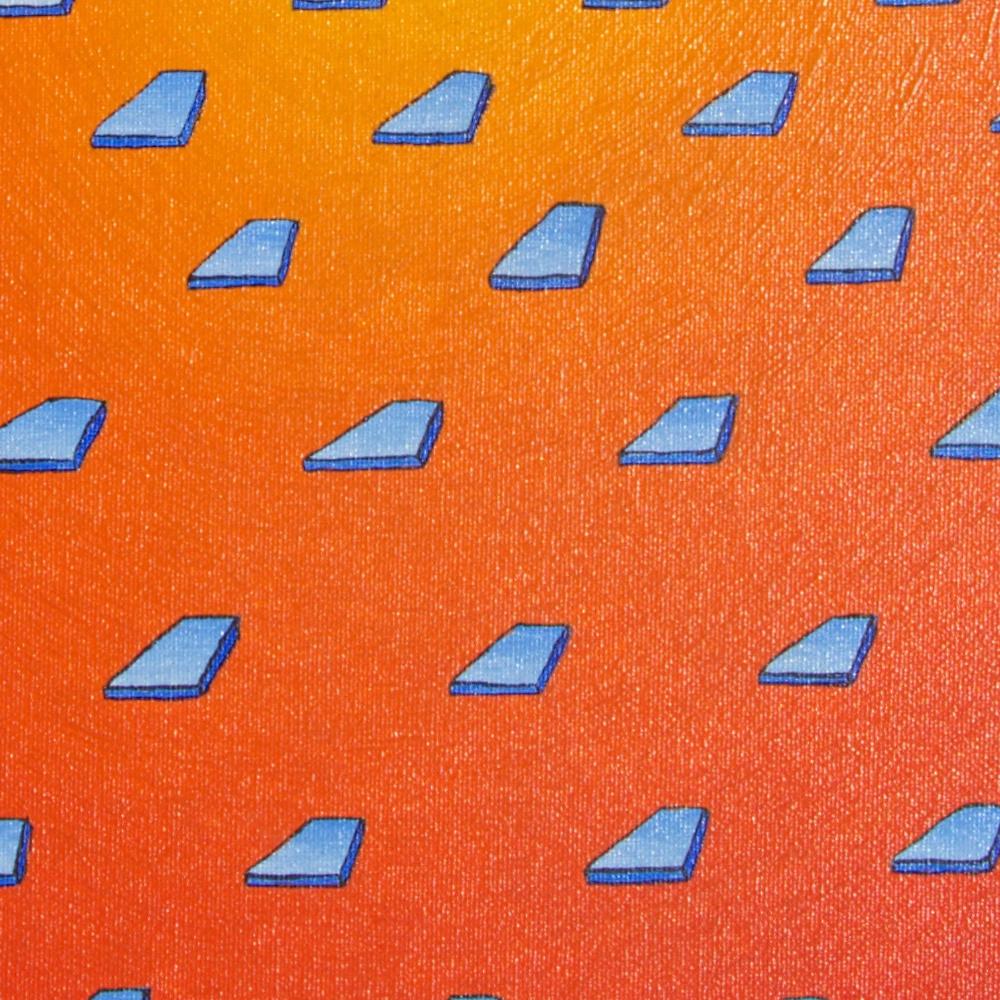 « Sans filet », carreaux de verre flottants sur une peinture à l'huile de gradient orange radial en vente 6
