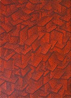 Accumulation of Red Tiled Roofs or Brick Walls Oil Painting