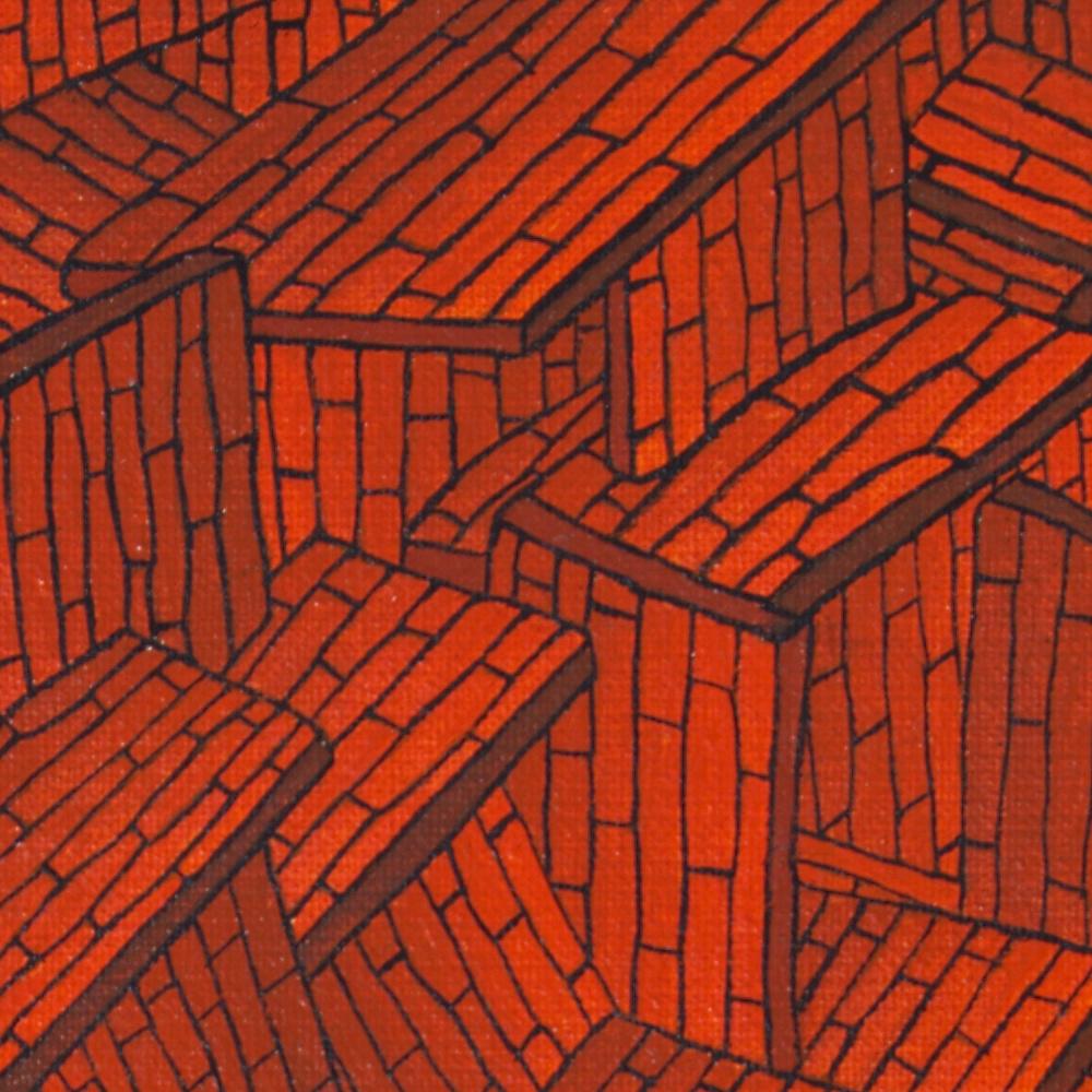 Accumulation of Red Tiled Roofs or Brick Walls Oil Painting 4