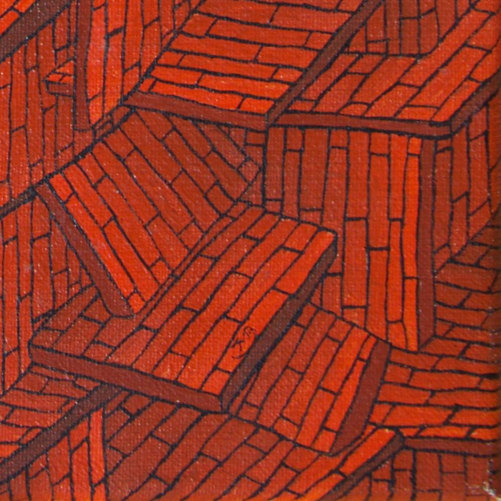 Accumulation of Red Tiled Roofs or Brick Walls Oil Painting 13