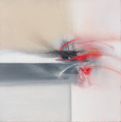 Red Beige Black and White Abstract Painting