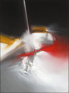 Red Golden Black and White Abstract Painting 30052010N1