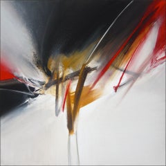 Red Golden Black and White Abstract Acrylic Painting