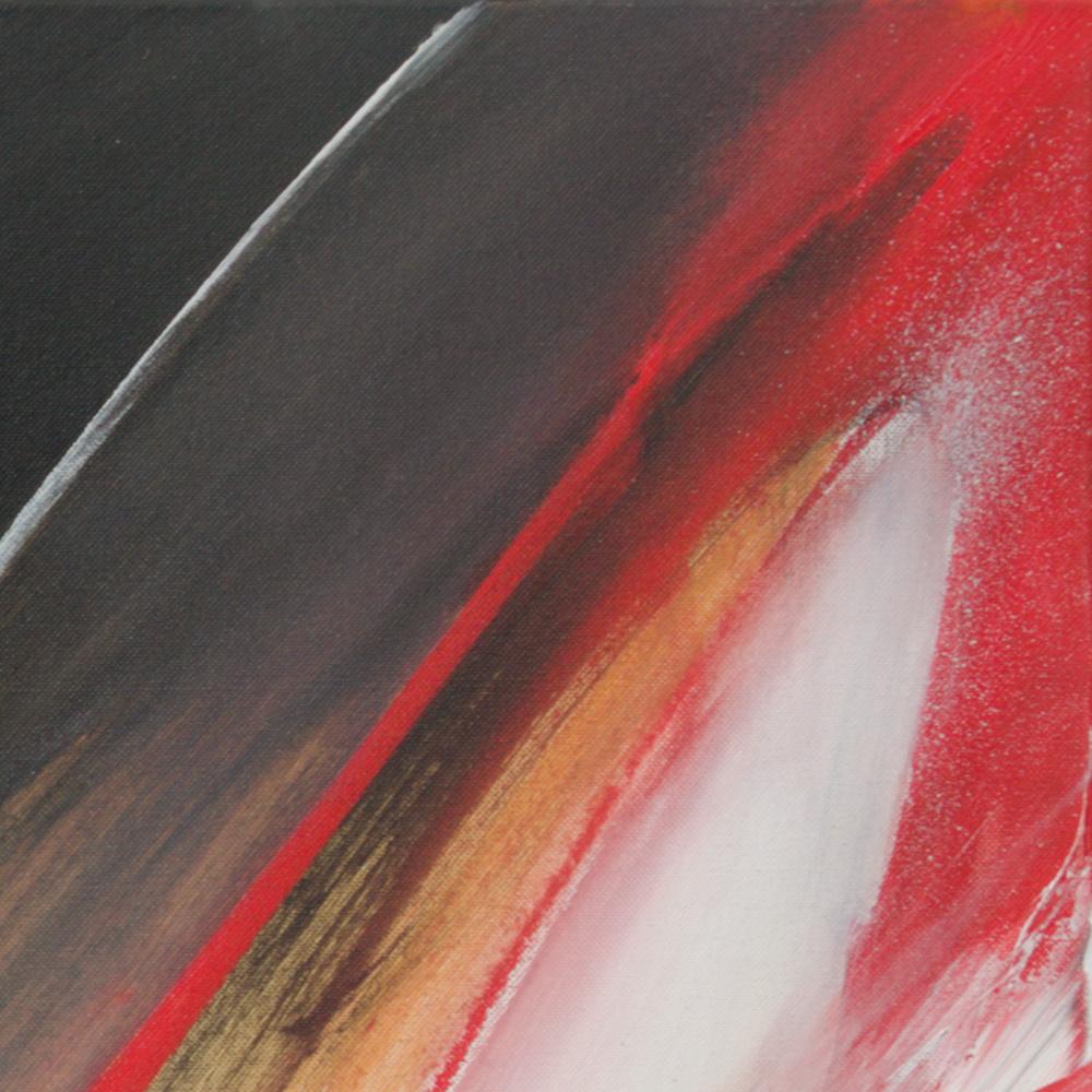 Red Golden Black and White Abstract Acrylic Painting For Sale 7