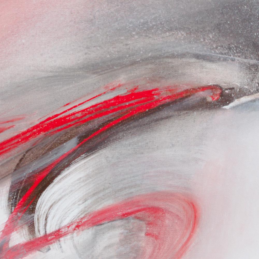 Pittura grafica astratta rossa in bianco e nero in vendita 7