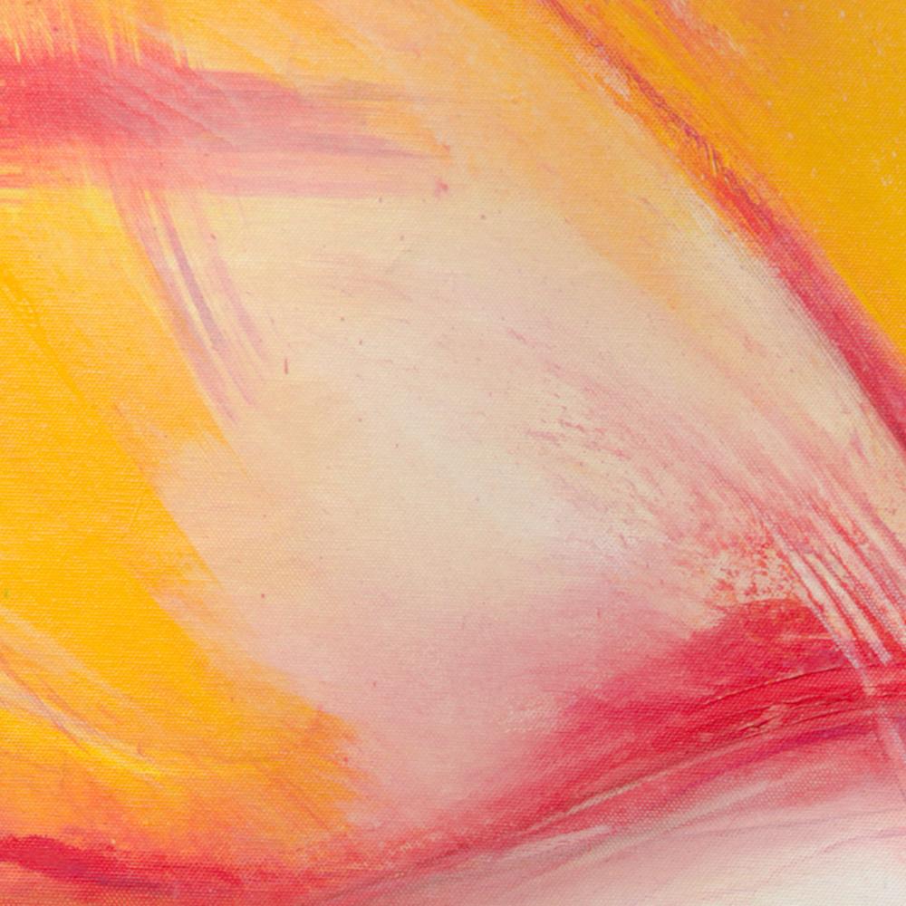 « Paysage dans le mouvement », peinture abstraite rouge doré et rose en vente 5