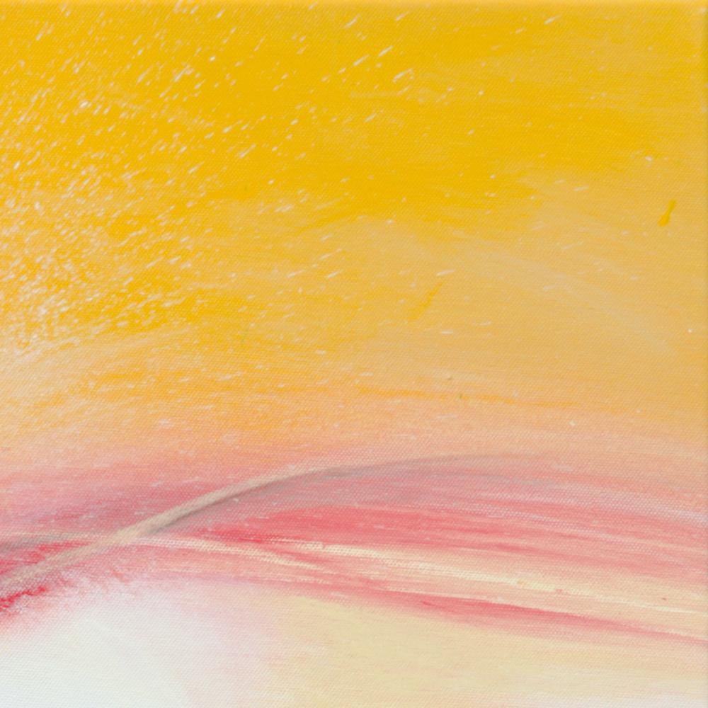 « Paysage dans le mouvement », peinture abstraite rouge doré et rose en vente 9