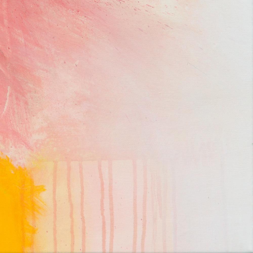 « Paysage dans le mouvement », peinture abstraite rouge doré et rose en vente 10