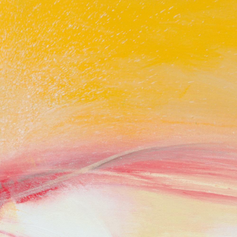 « Paysage dans le mouvement », peinture abstraite rouge doré et rose en vente 3