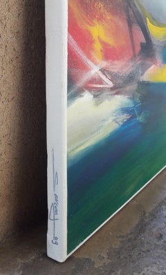 " Imaginary Landscape" Green Blue Yellow and Red Abstract Painting