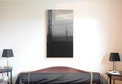 "Treno notturno #9" Paesaggio esterno in bianco e nero visto da un treno veloce