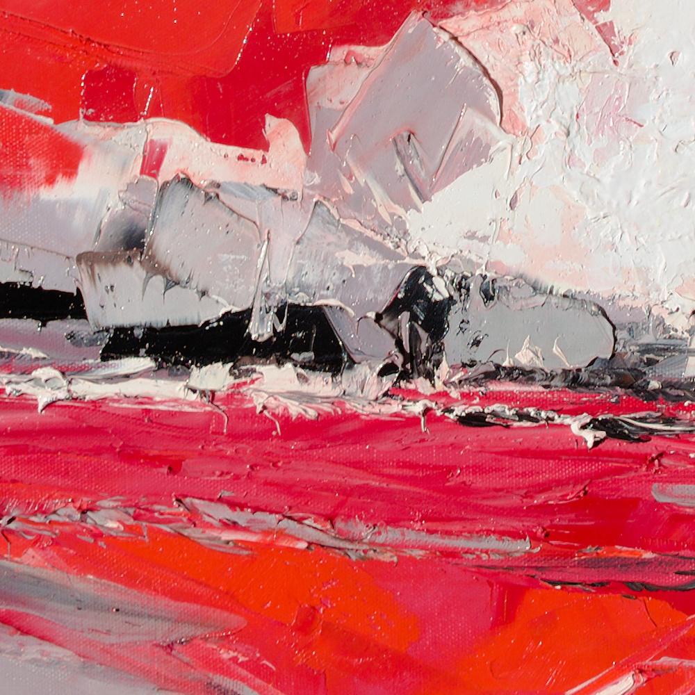 Peinture à l'huile « Printemps » (« Printtemps »), arbres blancs et paysage de cyprès rouges en vente 2