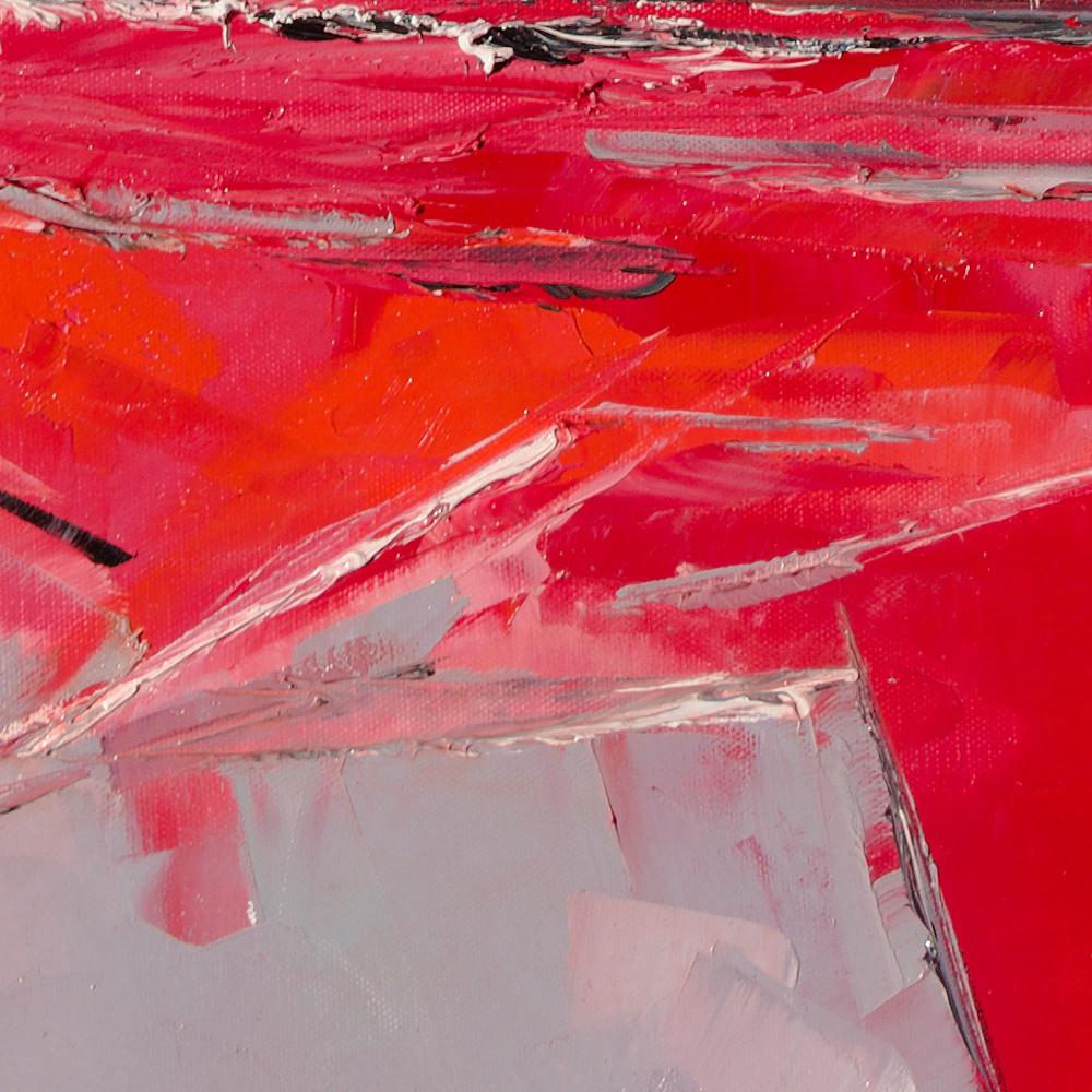 Peinture à l'huile « Printemps » (« Printtemps »), arbres blancs et paysage de cyprès rouges en vente 5