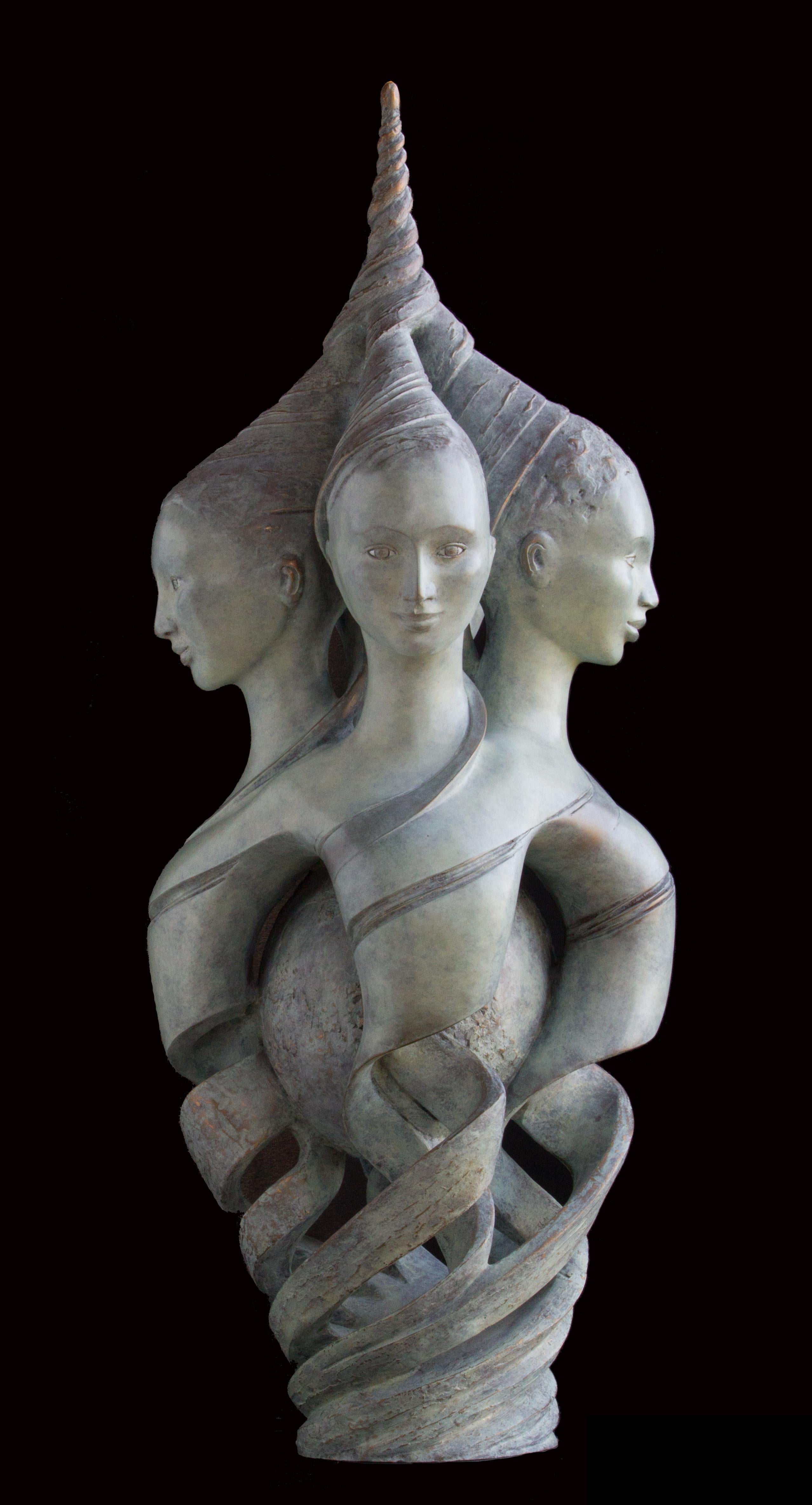 Isabelle Jeandot Figurative Sculpture - "Harmonic Convergence", Guardians of the Earth Figurative Bronze Sculpture