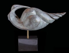 "The Mermaid", Semi-Abstract Shell-Shaped Figurative Bronze Sculpture