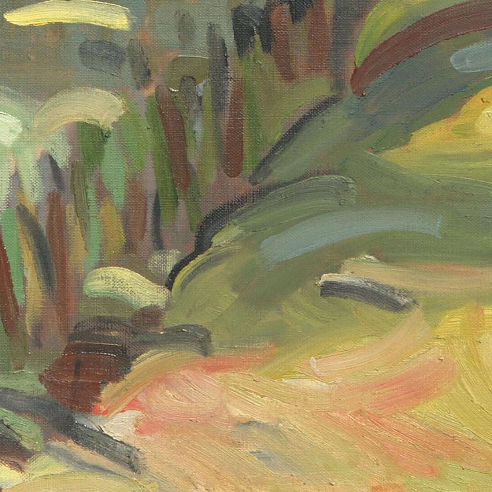 Impressionistisches Ölgemälde „Bäume auf Feldern“, Grüne Sommer-Landschaft 1