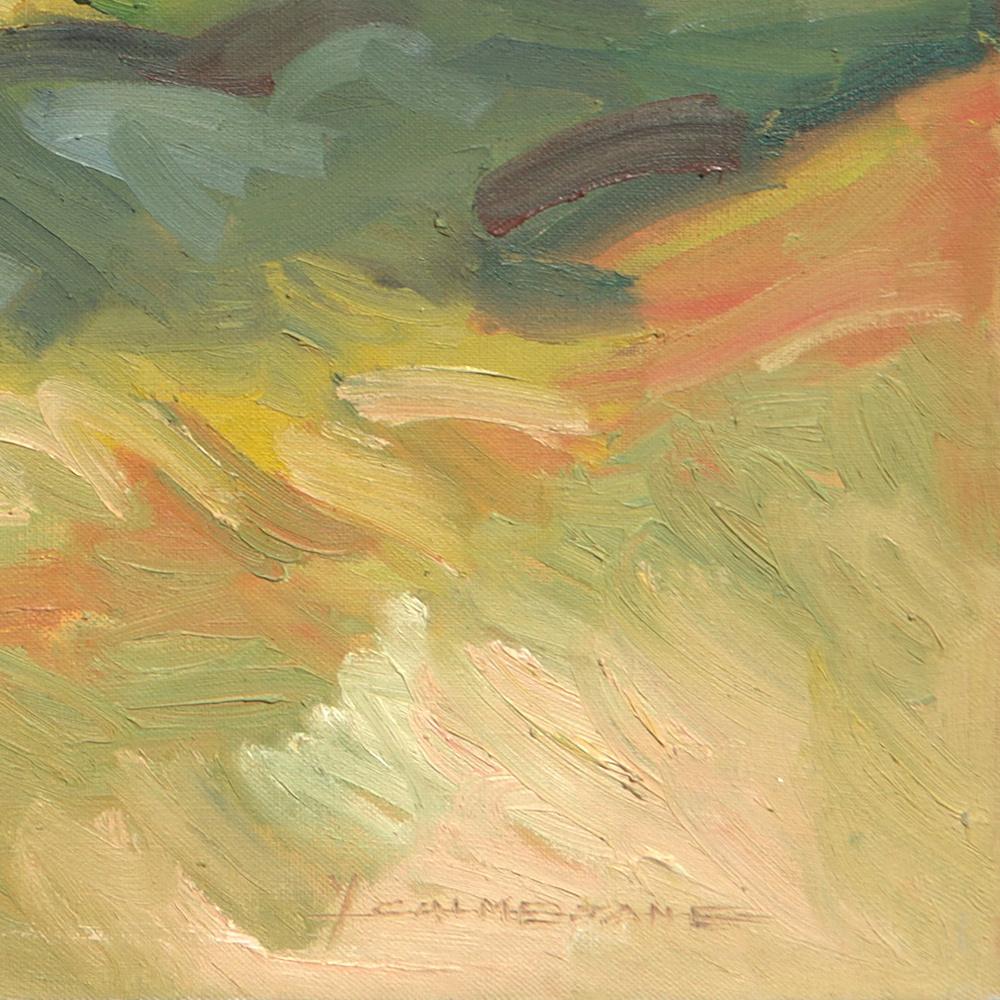 Impressionistisches Ölgemälde „Bäume auf Feldern“, Grüne Sommer-Landschaft 10