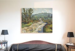 "Pathway of the Mica Sheets", Peinture à l'huile de paysage impressionniste rural