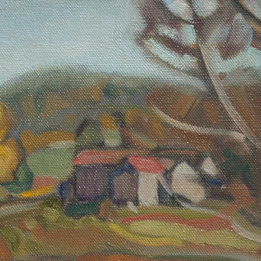 „“Herbststraße“, ländliche Landschaft mit Kühen, impressionistisches Ölgemälde im Angebot 5