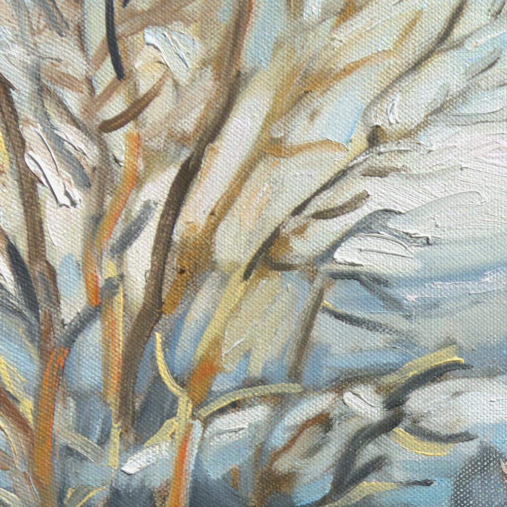 Impressionistisches Ölgemälde „The White Theater“, Winter rural Landscape im Angebot 6