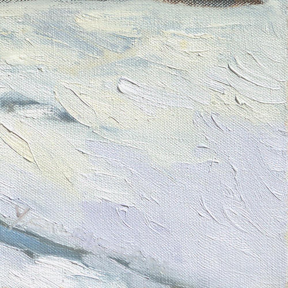 Impressionistisches Ölgemälde „The White Theater“, Winter rural Landscape im Angebot 11