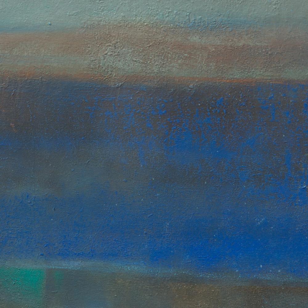 Most of Françoise Duprat's works of the 21st century are inspired by the sea of the Gulf of Morbihan, and although this is an abstract painting, this large artwork is to be interpreted as a marine landscape, as also implied by the title of the