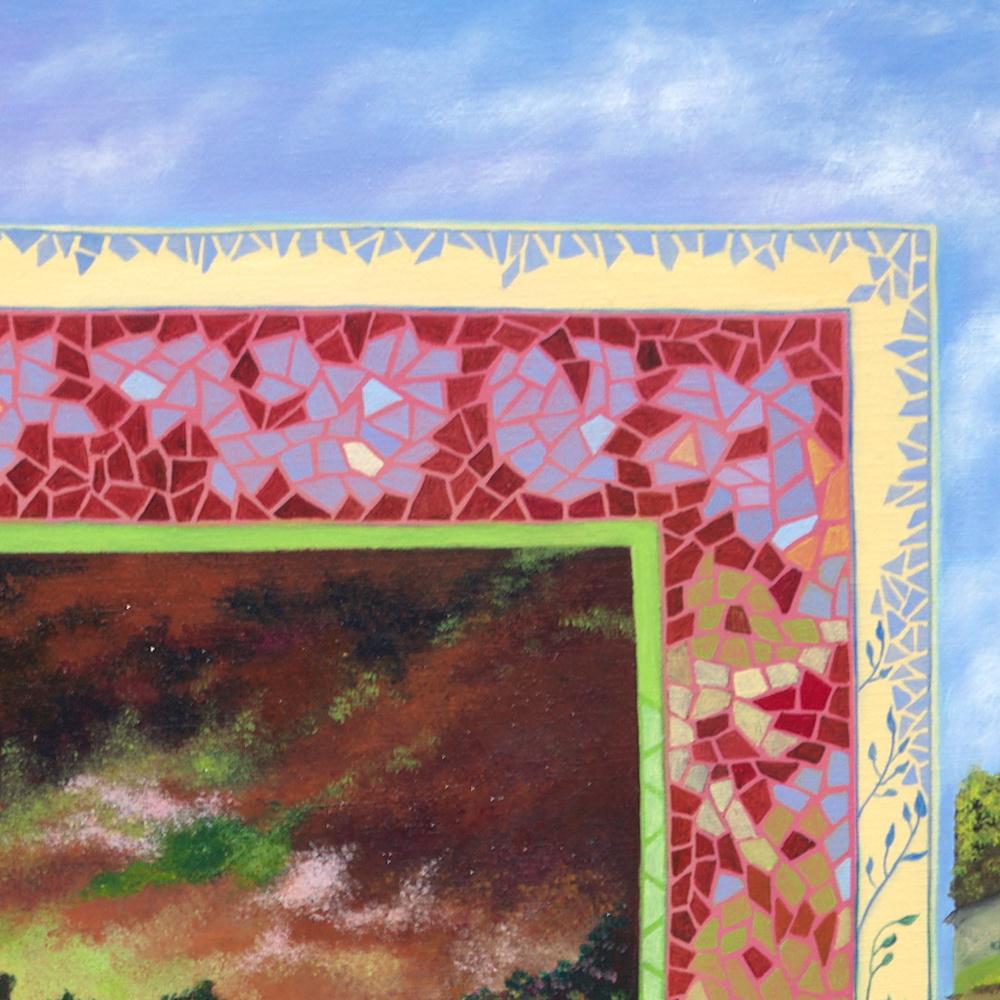 „Plein Chant“, Landschaft mit Blumen, naives/Primitivistisches Acrylgemälde im Angebot 7