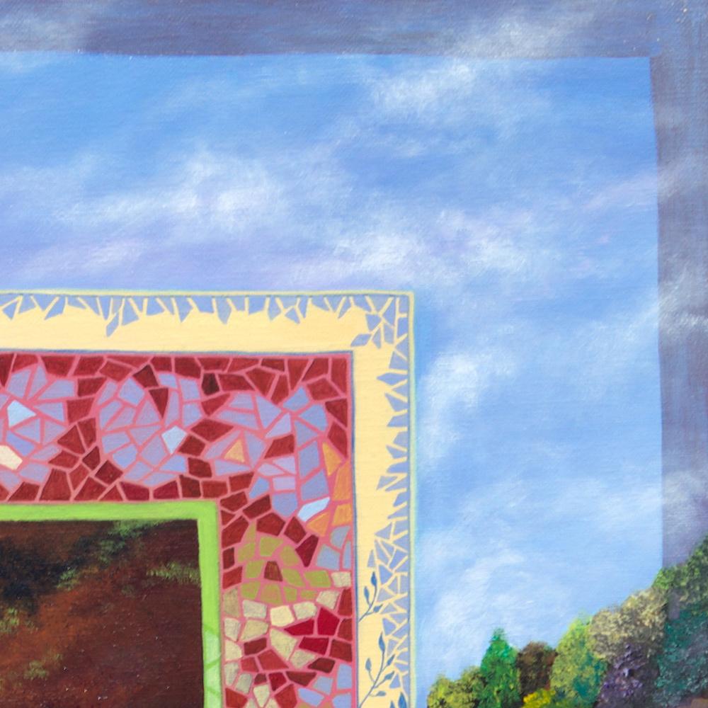 „Plein Chant“, Landschaft mit Blumen, naives/Primitivistisches Acrylgemälde im Angebot 11