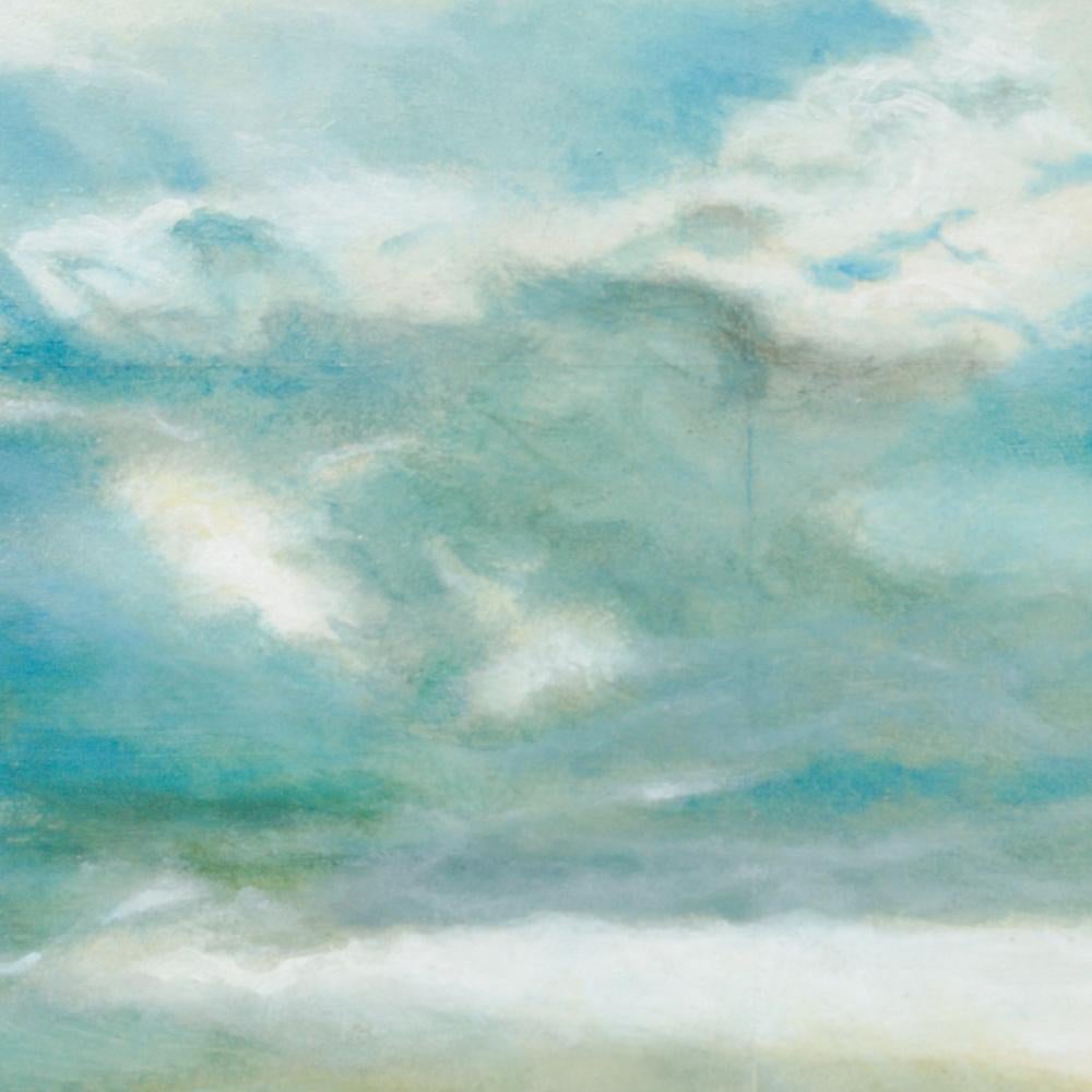 « Seaside #27 », Peinture de paysage maritime en techniques mixtes, mer, nuages et soleil - Moderne Painting par Philippe Saucourt
