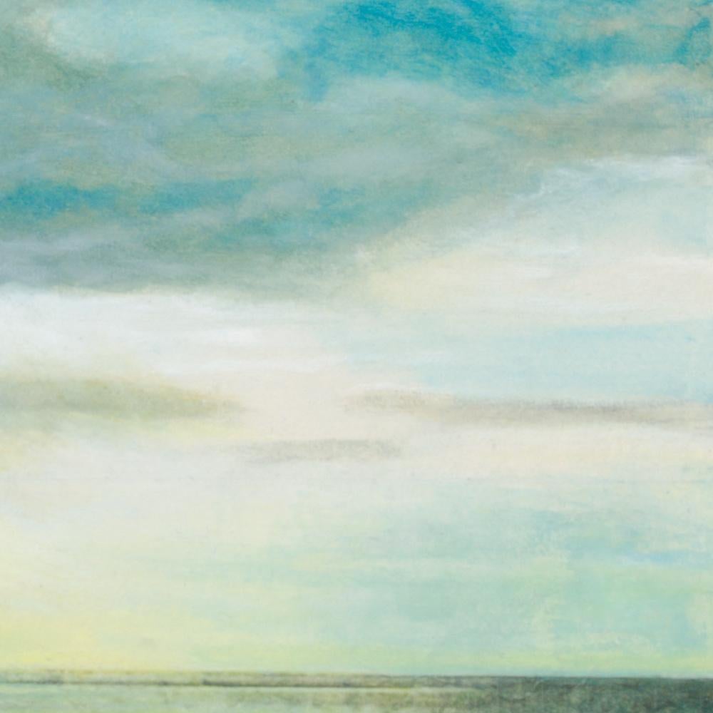 « Seaside #27 », Peinture de paysage maritime en techniques mixtes, mer, nuages et soleil en vente 4